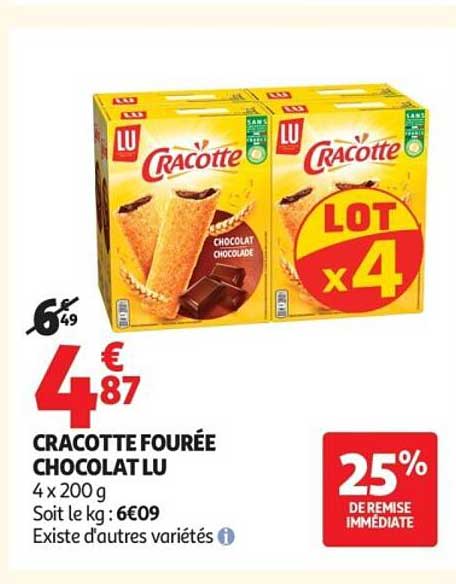 CRACOTTE FOURRÉE CHOCOLAT LU