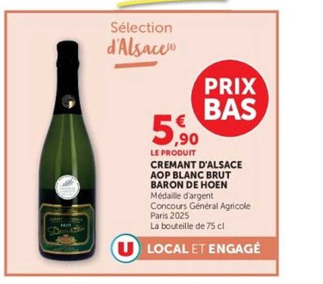 Crémant d'Alsace AOP Blanc Brut Baron de Hoen