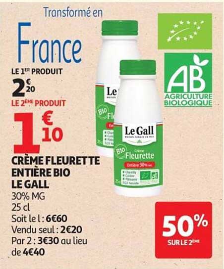 CRÈME FLEURETTE ENTIÈRE BIO LE GALL