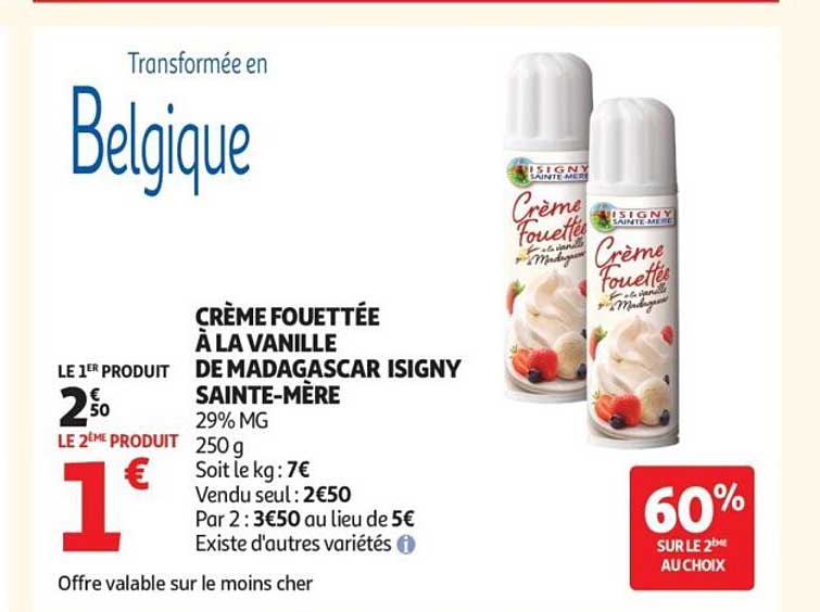 CRÈME FOUETTÉE À LA VANILLE DE MADAGASCAR ISIGNY SAINTE-MÈRE