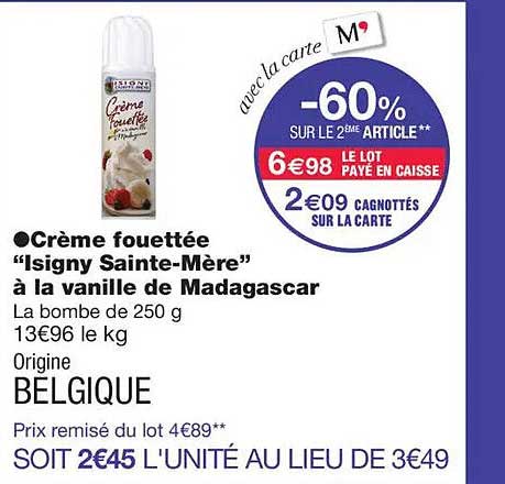 Crème fouettée “Isigny Sainte-Mère” à la vanille de Madagascar