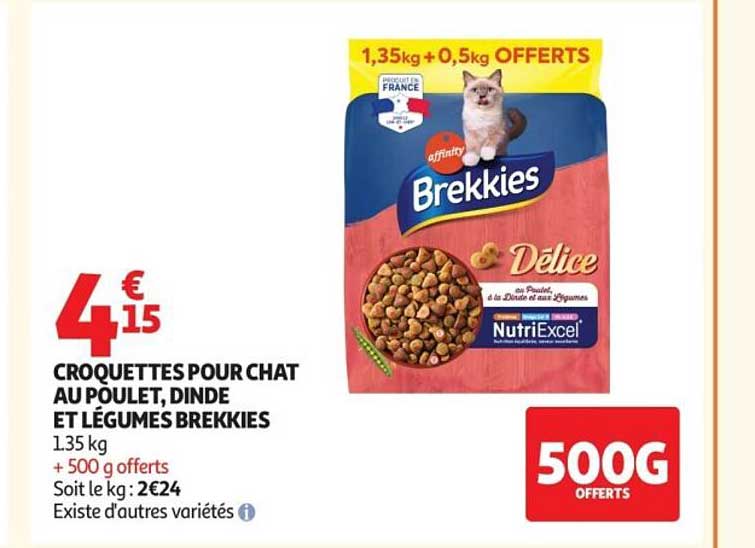 CROQUETTES POUR CHAT AU POULET, DINDE ET LÉGUMES BREKKIES