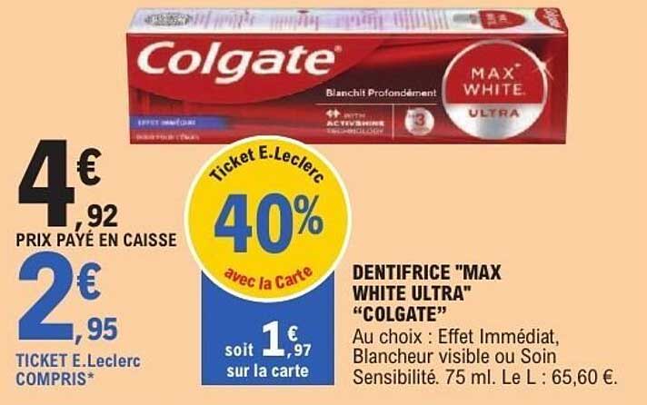 DENTIFRICE "MAX WHITE ULTRA" "COLGATE"