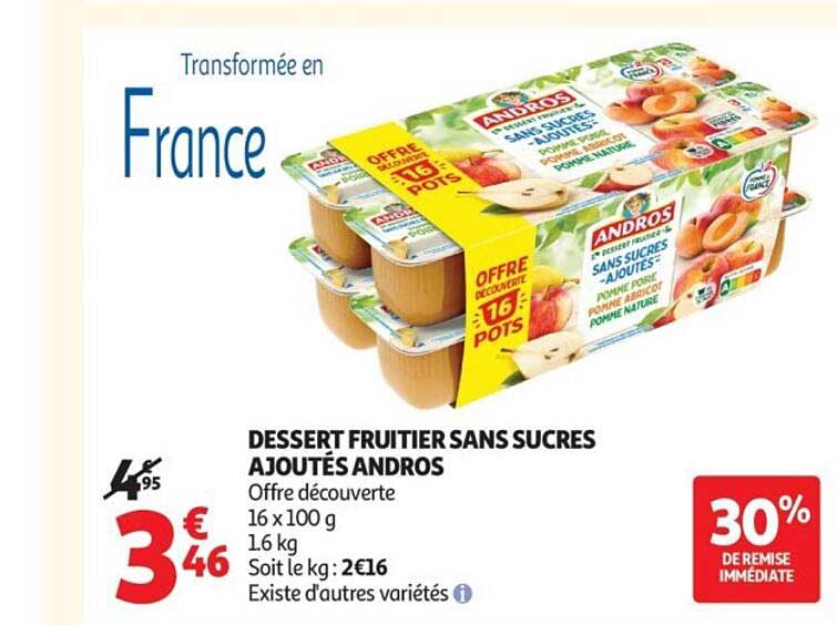 DESSERT FRUITIER SANS SUCRES AJOUTÉS ANDROS