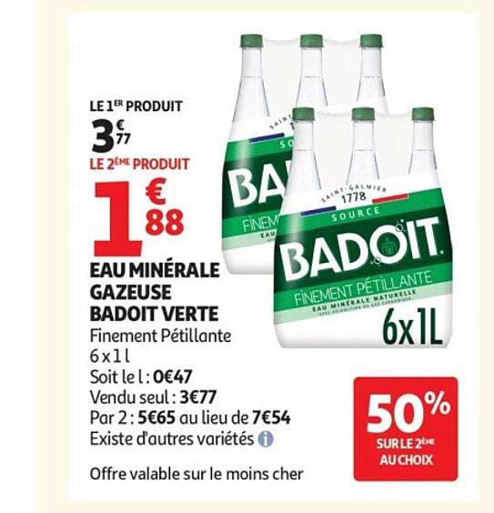 EAU MINÉRALE GAZEUSE BADOIT VERTE
