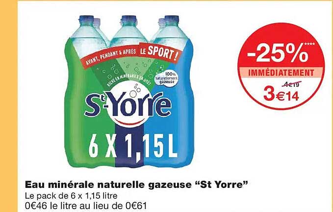 Eau minérale naturelle gazeuse “St Yorre”