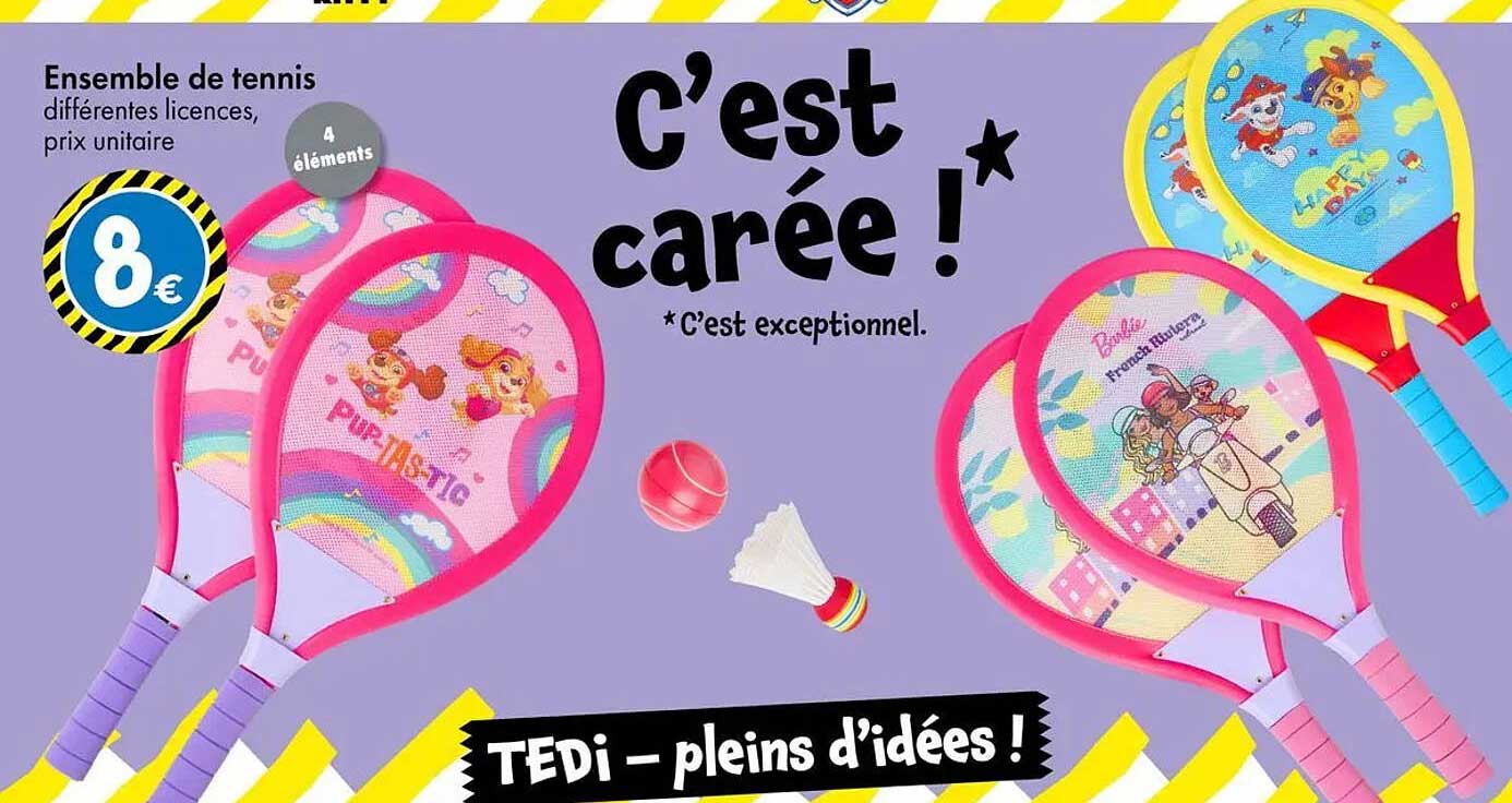 Ensemble de tennis différentes licences, prix unitaire