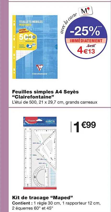 Feuilles simples A4 Seyès “Clairefontaine”