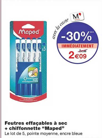 Feutres effaçables à sec + chiffonnette “Maped”