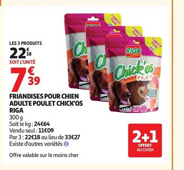 FRIANDISES POUR CHIEN ADULTE POULET CHICK'OS RIGA