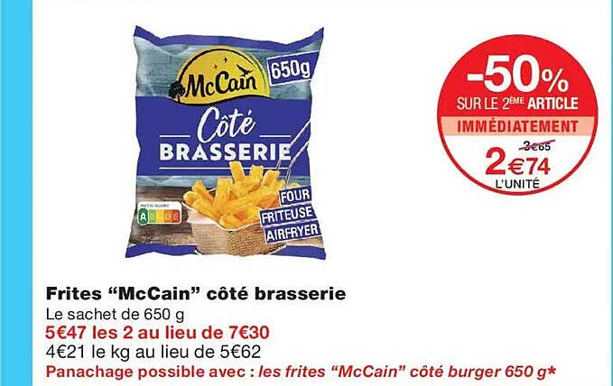Frites “McCain” côté brasserie