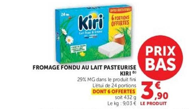 FROMAGE FONDU AU LAIT PASTEURISÉ KIRI