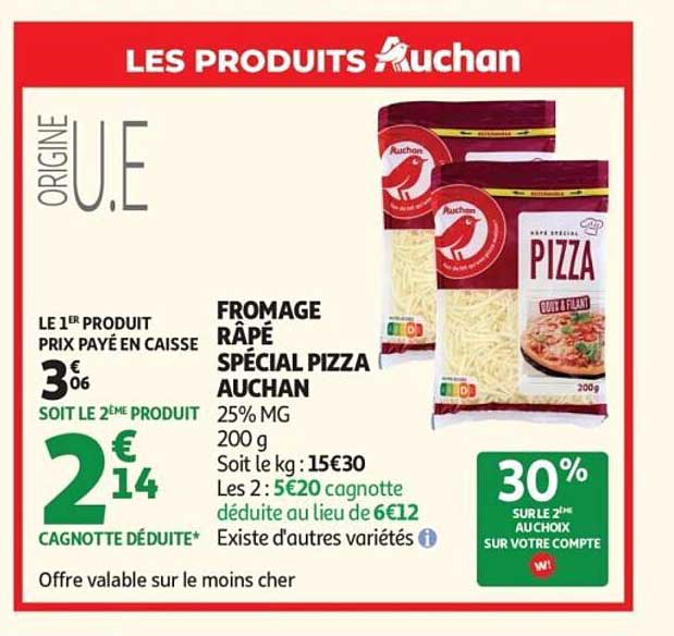 FROMAGE RÂPÉ SPÉCIAL PIZZA AUCHAN