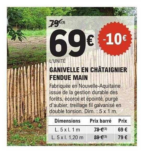GANIVELLE EN CHÂTAIGNIER FENDUE MAIN