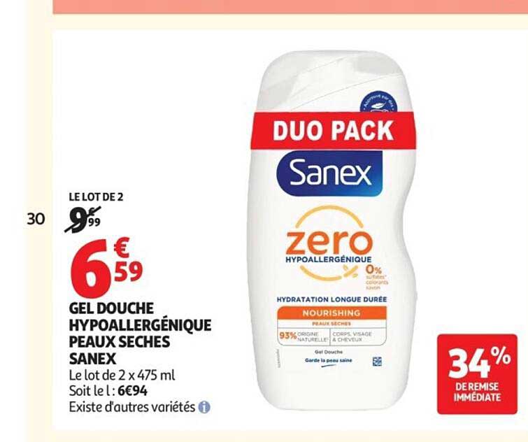 GEL DOUCHE HYPOALLERGÉNIQUE PEAUX SÈCHES SANEX