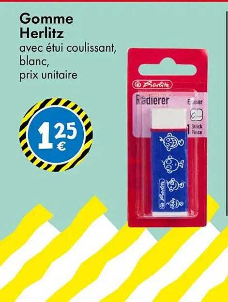 Gomme Herlitz avec étui coulissant, blanc, prix unitaire