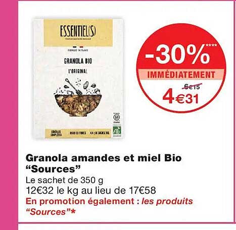 Granola amandes et miel Bio “Sources”
