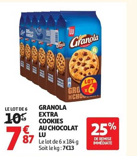 GRANOLA EXTRA COOKIES AU CHOCOLAT LU