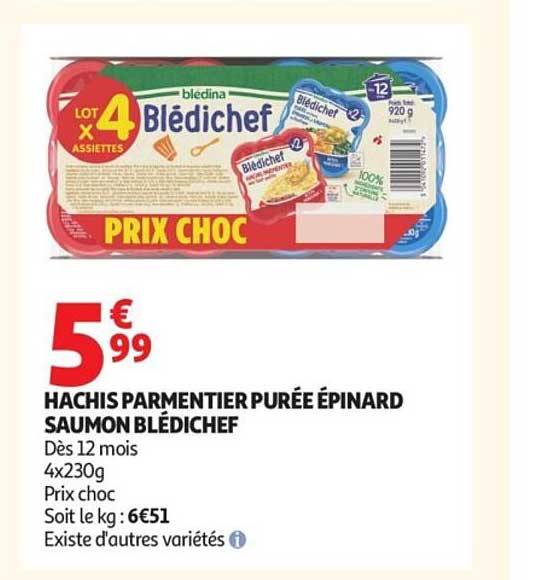 HACHIS PARMENTIER PURÉE ÉPINARD SAUMON BLÉDICHEF