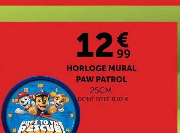 HORLOGE MURALE PAW PATROL 25CM