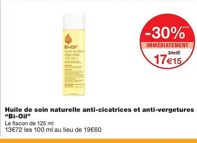Huile de soin naturelle anti-cicatrices et anti-vergetures “Bi-Oil”