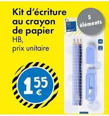 Kit d’écriture au crayon de papier HB, prix unitaire