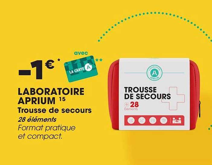 LABORATOIRE APRIUM 15 Trousse de secours 28 éléments Format pratique et compact.