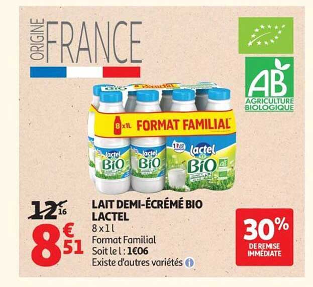 LAIT DEMI-ÉCRÉMÉ BIO LACTEL