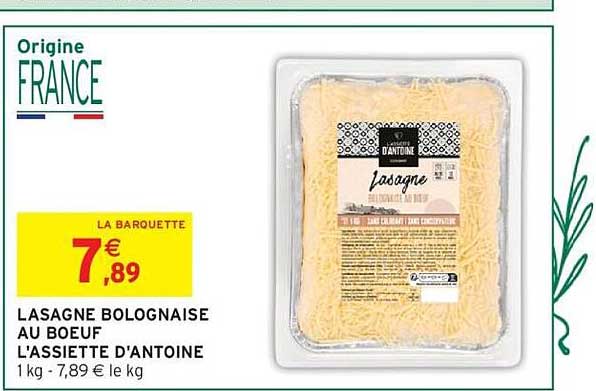 LASAGNE BOLOGNAISE AU BOEUF L'ASSIETTE D'ANTOINE