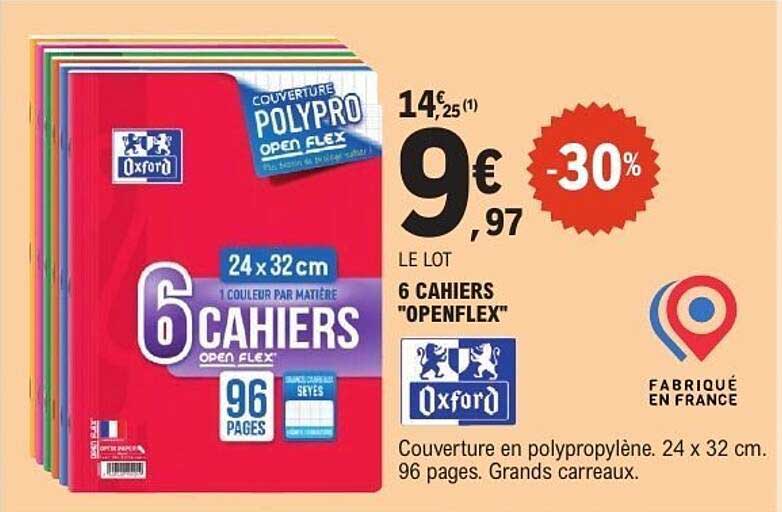 LE LOT 6 CAHIERS "OPENFLEX"