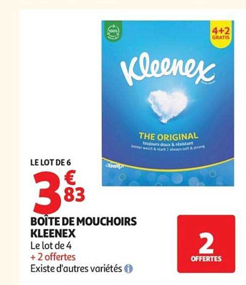 LE LOT DE 6 BOÎTE DE MOUCHOIRS KLEENEX