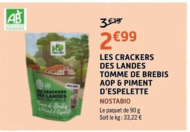 LES CRACKERS DES LANDES TOMME DE BREBIS AOP & PIMENT D'ESPELETTE