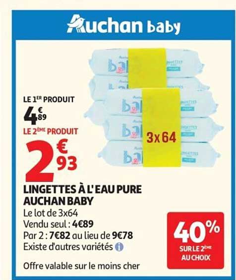 LINGETTES À L'EAU PURE AUCHAN BABY