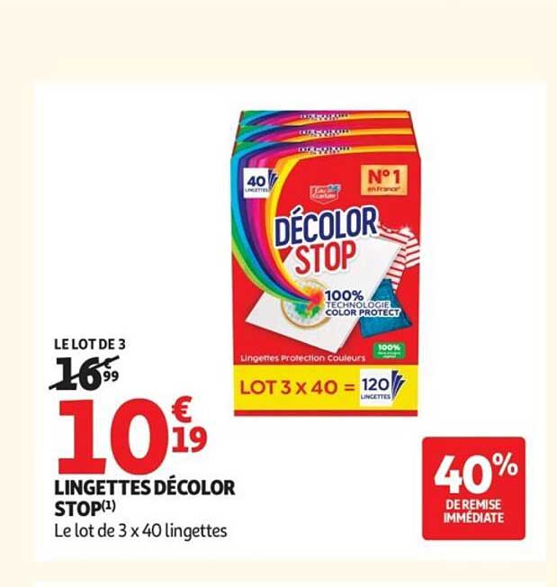 LINGETTES DÉCOLOR STOP(1) Le lot de 3 x 40 lingettes