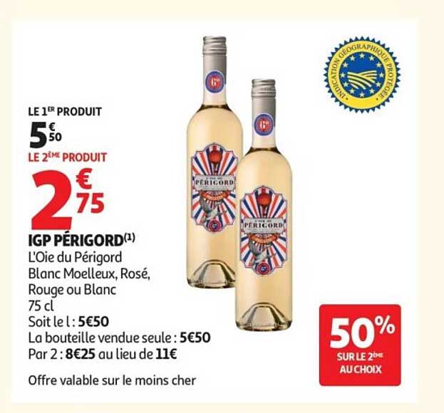 L'Oie du Périgord Blanc Moelleux, Rosé, Rouge ou Blanc 75 cl
