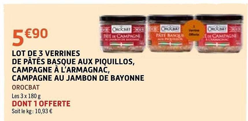 LOT DE 3 VERRINES DE PÂTÉS BASQUE AUX PIQUILLOS, CAMPAGNE À L'ARMAGNAC, CAMPAGNE AU JAMBON DE BAYONNE