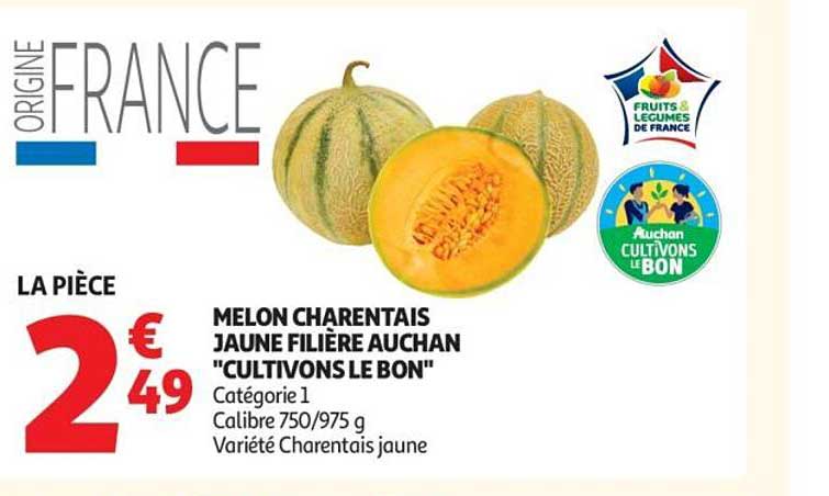MELON CHARENTAIS JAUNE FILIÈRE AUCHAN "CULTIVONS LE BON"