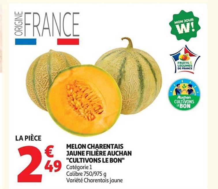 MELON CHARENTAIS JAUNE FILIÈRE AUCHAN "CULTIVONS LE BON"