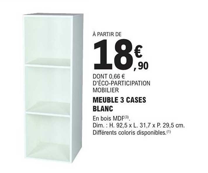MEUBLE 3 CASES BLANC