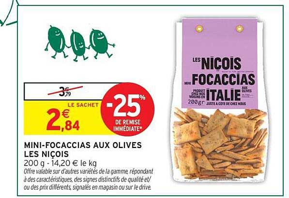 MINI-FOCACCIAS AUX OLIVES LES NICOIS