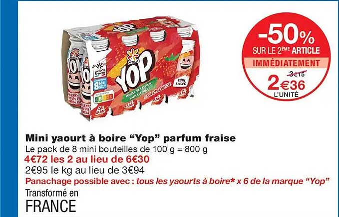 Mini yaourt à boire “Yop” parfum fraise