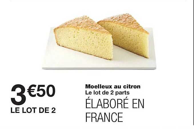 Moelleux au citron Le lot de 2 parts ÉLABORÉ EN FRANCE