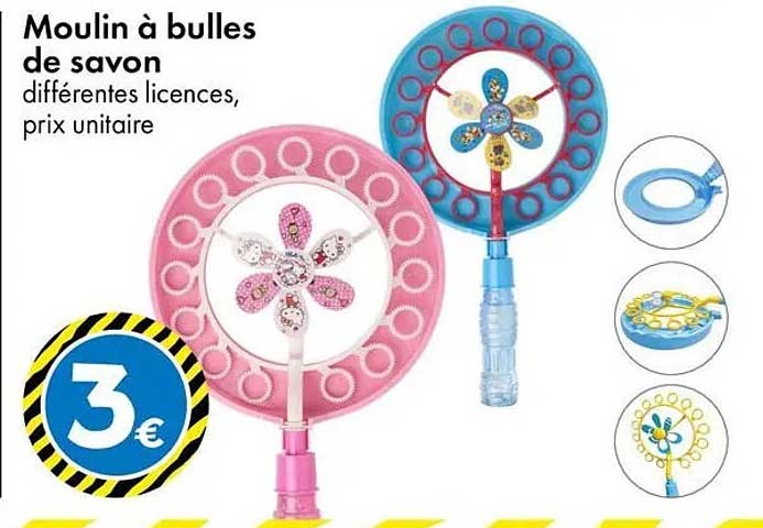 Moulin à bulles de savon différentes licences, prix unitaire