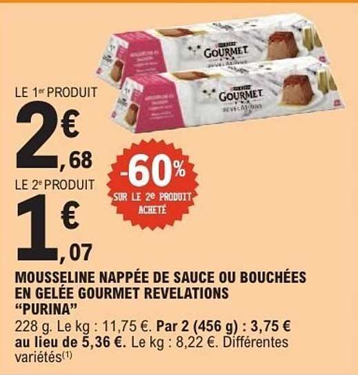 MOUSSELINE NAPPÉE DE SAUCE OU BOUCHÉES EN GELÉE GOURMET REVELATIONS “PURINA”