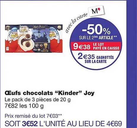 Œufs chocolats “Kinder” Joy