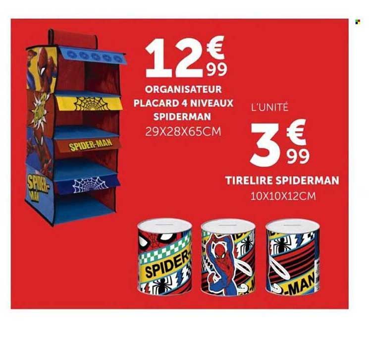 ORGANISATEUR PLACARD 4 NIVEAUX SPIDERMAN 29X28X65CM