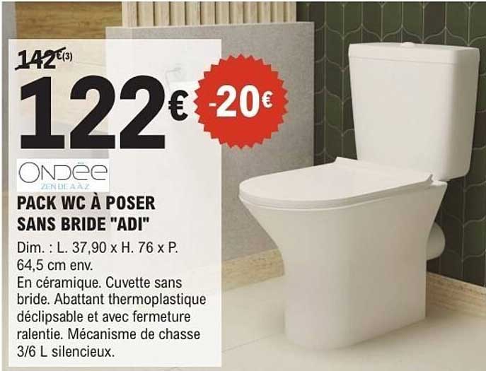 PACK WC À POSER SANS BRIDE "ADI"