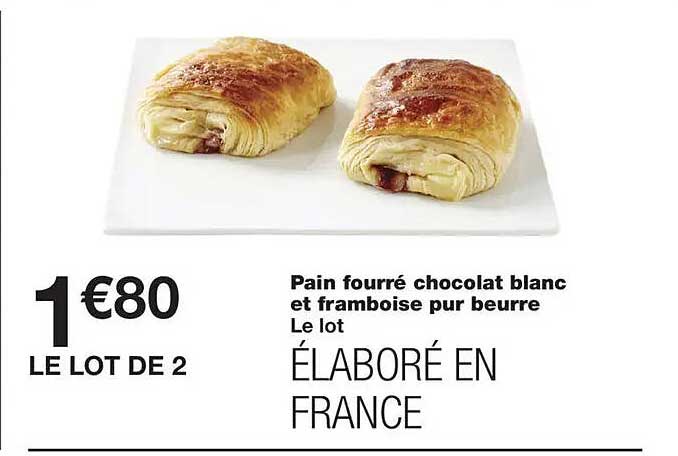 Pain fourré chocolat blanc et framboise pur beurre Le lot ÉLABORÉ EN FRANCE