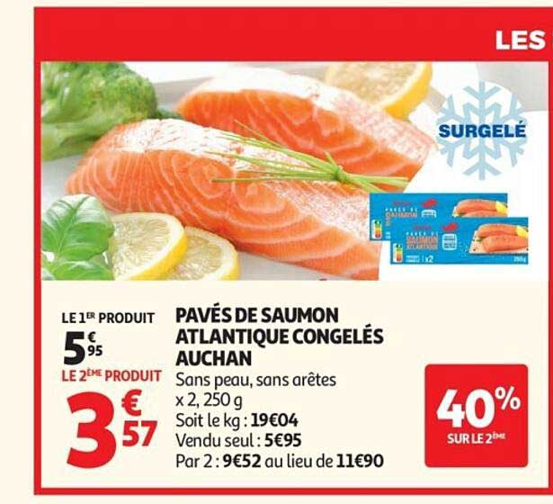 PAVÉS DE SAUMON ATLANTIQUE CONGELÉS AUCHAN