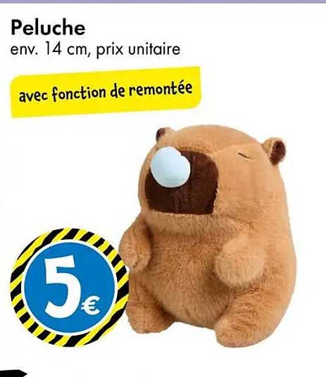 Peluche env. 14 cm, prix unitaire avec fonction de remontée